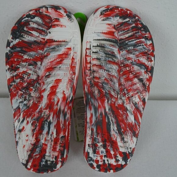 Crocs Marbled Slides Sandals Men's Size 9 Women's 11 Red Gray Colorful - Picture 9 of 11